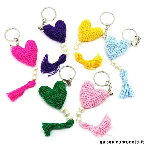 Colored Heart with Beads Keychain